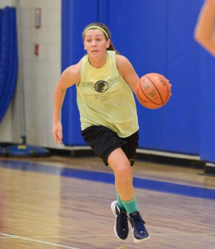 Women’s intense basketball player
